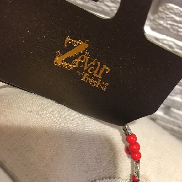 Zevar by Treska Round Necklace Red Silver - Picture 6 of 11